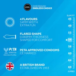 EXS – Mixed Flavoures 4 féle ízesített óvszer (12 db)