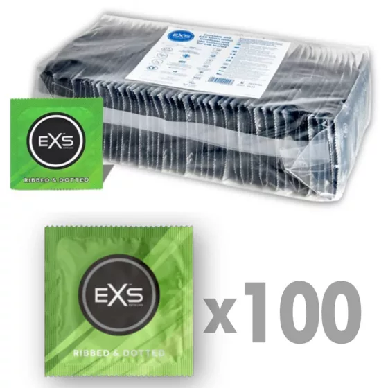 EXS Ribbed & Dotted redőzött, rücskös felületű óvszer (100 db)