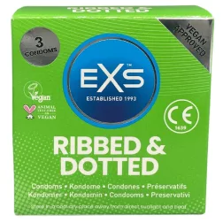   EXS – Ribbed & Dotted redőzött, rücskös felületű óvszer (3 db)