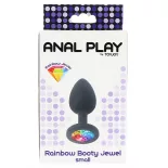   ToyJoy – Rainbow Booty Jewel szilikon anál dildó szivárványos akrildísszel (S méret)