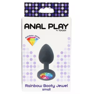 ToyJoy – Rainbow Booty Jewel szilikon anál dildó szivárványos akrildísszel (S méret)