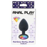   Toy Joy Rainbow Booty Jewel szilikon fenékdugó, szivárványos betéttel (M méret)