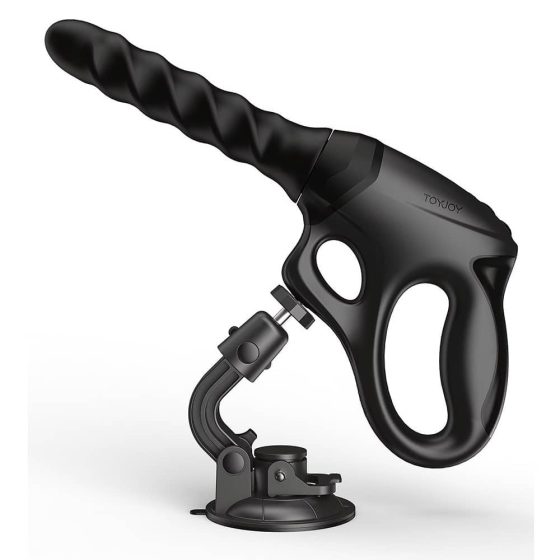 Toy Joy - Cadence PRO+ lökő/forgó/rezgő kézi szexgép, tapadótalppal (fekete)