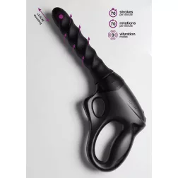   ToyJoy – Cadence PRO+ lökő/forgó/rezgő kézi szexgép, tapadótalppal (fekete)