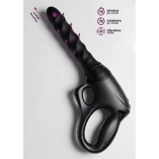 ToyJoy – Cadence PRO+ lökő/forgó/rezgő kézi szexgép, tapadótalppal (fekete)