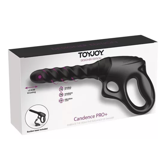 ToyJoy – Cadence PRO+ lökő/forgó/rezgő kézi szexgép, tapadótalppal (fekete)