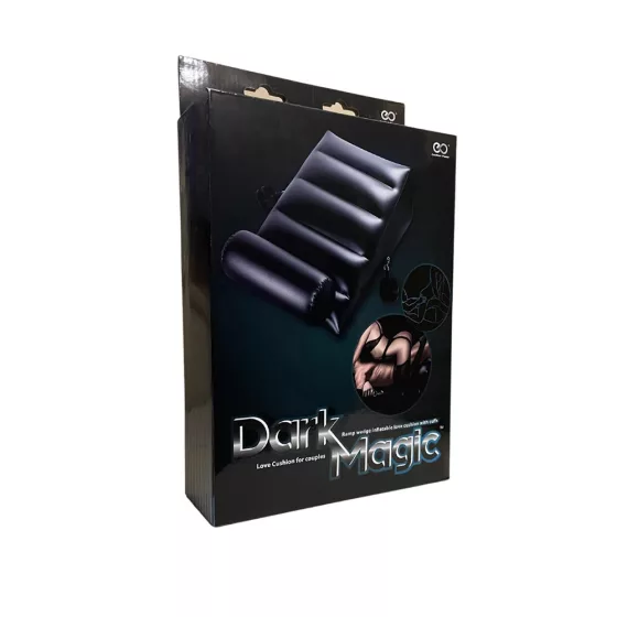 Dark Magic – felfújható hosszú ék alakú szexpárna fejtámlával, kötőzőpántokkal