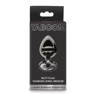 Taboom – Luxury fém anál dildó fekete kristállyal (M méret)