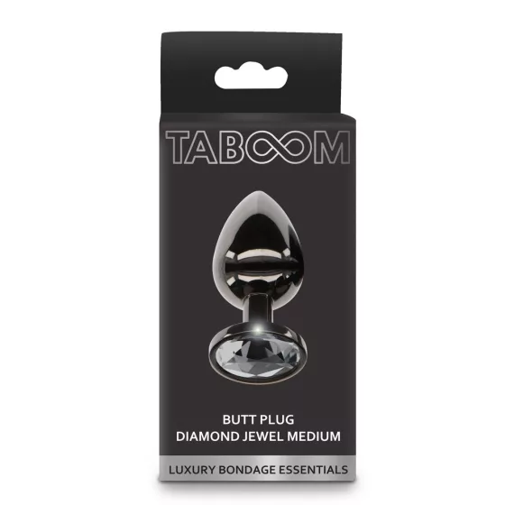 Taboom – Luxury fém anál dildó fekete kristállyal (M méret)