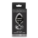   Taboom – Luxury fém anál dildó fekete kristállyal (L méret)