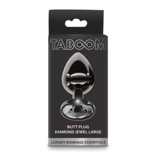 Taboom – Luxury fém anál dildó fekete kristállyal (L méret)