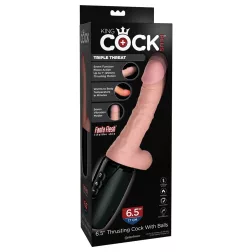   King Cock – Plus Triple Threat kézi szexgép, vibrációval, melegítő funkcióval (világos bőrszín)