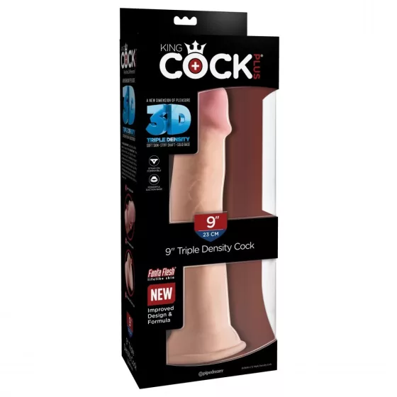 King Cock – Plus Triple Density 9" tapadótalpas dildó (23 cm)