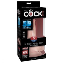   King Cock Plus Triple Density 5" tapadótalpas dildó herékkel (13 cm)