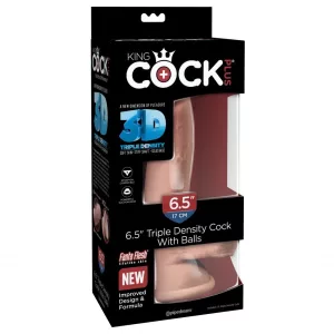 King Cock – Plus Triple Density 6,5" tapadótalpas dildó herékkel (17 cm)