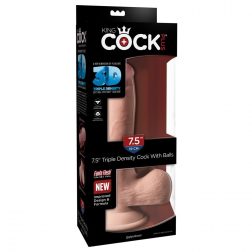   King Cock Plus Triple Density 7,5" tapadótalpas dildó herékkel (19 cm)