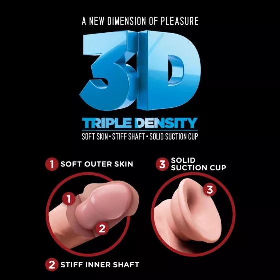 King Cock – Plus Triple Density 7,5" tapadótalpas dildó herékkel (19 cm)