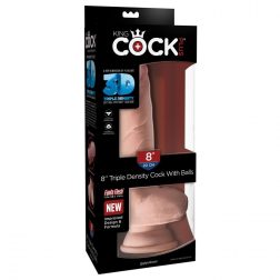   King Cock Plus Triple Density 8" tapadótalpas dildó herékkel (20 cm)