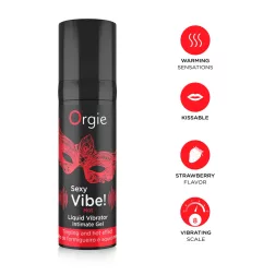   Orgie – Sexy Vibe Hot uniszex stimuláló gél melegítő hatással, eperízű (15 ml)