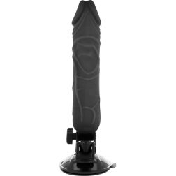   Basecock tapadótalpas vibrátor, vezetékes távirányítóval (fekete bőrszín - 20 cm)