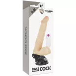   Basecock tapadótalpas hajlítható vibrátor, vezetékes távirányítóval, herékkel (világos bőrszín - 20 cm).