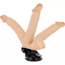   Basecock tapadótalpas hajlítható vibrátor, vezetékes távirányítóval, herékkel (világos bőrszín - 20 cm).