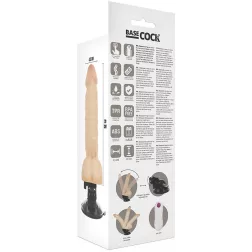   Basecock – tapadótalpas, hajlítható vibrátor vezetékes távirányítóval, herékkel (világos bőrszín, 20 cm).