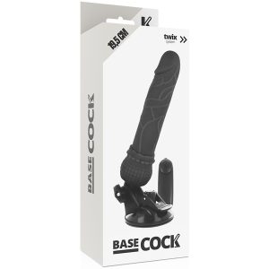 Basecock tapadótalpas vibrátor, vezetékes távirányítóval (fekete - 19,5 cm)