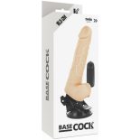   Basecock tapadótalpas vibrátor, vezetékes távirányítóval, herékkel (világos bőrszín - 18,5 cm).