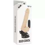   Basecock tapadótalpas vibrátor, vezetékes távirányítóval, herékkel (világos bőrszín - 18,5 cm)