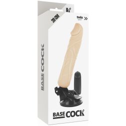   Basecock tapadótalpas vibrátor, vezetékes távirányítóval (világos bőrszín - 20 cm)