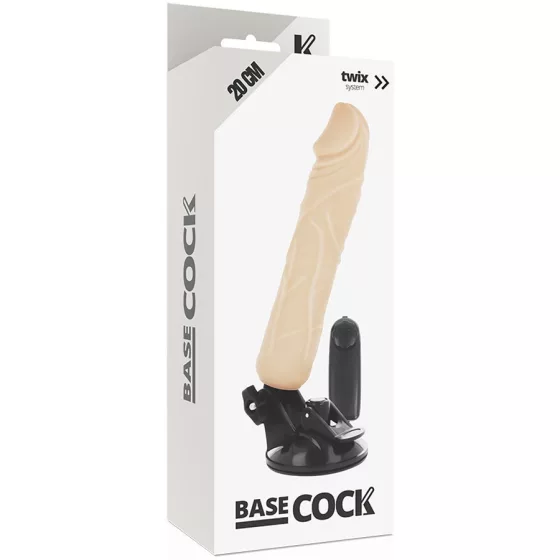 Basecock tapadótalpas vibrátor, vezetékes távirányítóval (világos bőrszín - 20 cm).