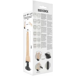   Basecock tapadótalpas vibrátor, vezetékes távirányítóval, herékkel (világos bőrszín - 20 cm)