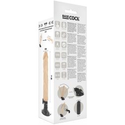   Basecock tapadótalpas vibrátor, vezetékes távirányítóval (világos bőrszín - 21 cm)