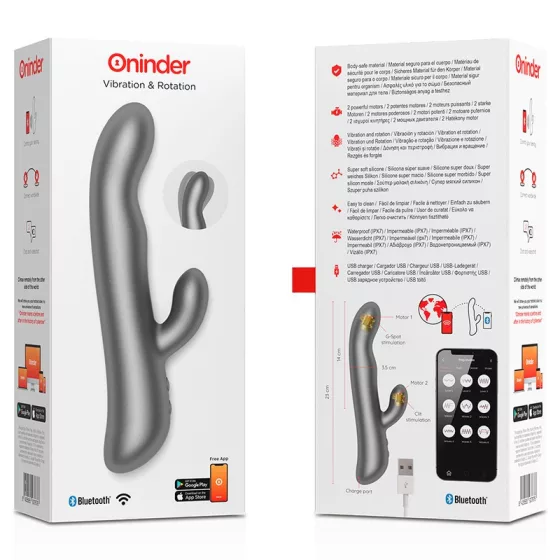 Oninder Oslo klitoriszágas vibrátor, rotációval (fekete) (APP-os)