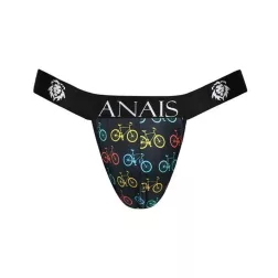   Anais Benito hátul nyitott férfi tanga, kerékpáros mintával.