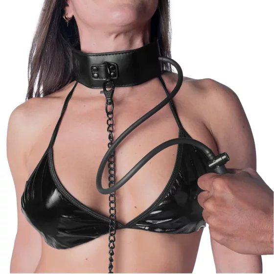 Fetish – felfújható nyakörv láncpórázzal