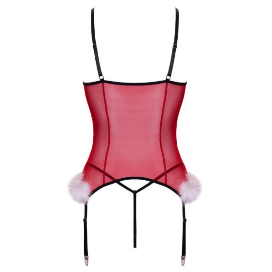 Cottelli 2 részes (fűzős jellegű felső, tanga) karácsonyi szett (piros)