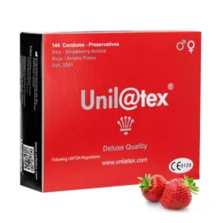 Unilatex – 144 db piros óvszer, eper aromával
