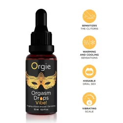   Orgie – Orgasm Drops Vibe! uniszex stimuláló gél melegítő hatással, almaízű (15 ml)