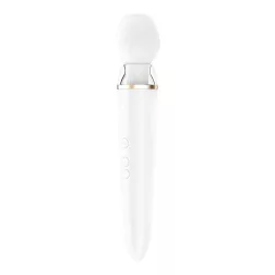   Satisfyer Double Wand-er akkumulátoros kézi masszírozógép, két fajta fejjel (fehér) (APP-os)