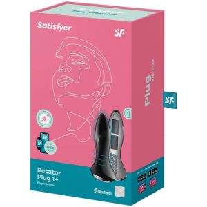 Satisfyer Rotator Plug 1+ análvibrátor, a szárán forgó gyöngysorral (fekete) (APP-os)