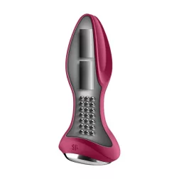   Satisfyer Rotator Plug 2+ análvibrátor, a szárán forgó gyöngysorral (piros) (APP-os)