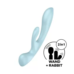   Satisfyer Triple Oh három motoros, klitoriszágas vibrátor és masszírozó (kék)
