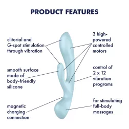   Satisfyer Triple Oh három motoros, klitoriszágas vibrátor és masszírozó (kék)