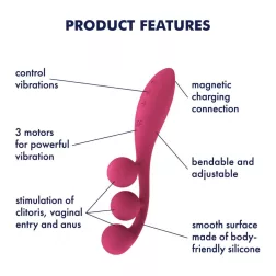   Satisfyer Tri Ball 1. három motoros, flexibilis vibrátor (piros)