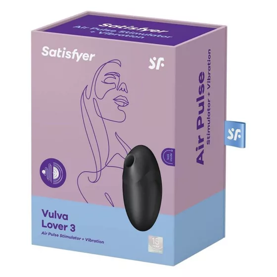Satisfyer Vulva Lover 3. léghullámos csiklóizgató, vibrációval (fekete)