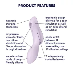   Satisfyer Curvy Trinity 2. vibrátor, léghullámos csiklóizgatóval (lila)