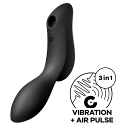   Satisfyer Curvy Trinity 2. vibrátor, léghullámos csiklóizgatóval (fekete)