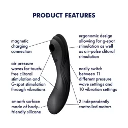   Satisfyer Curvy Trinity 4. vibrátor, léghullámos csiklóizgatóval (fekete)